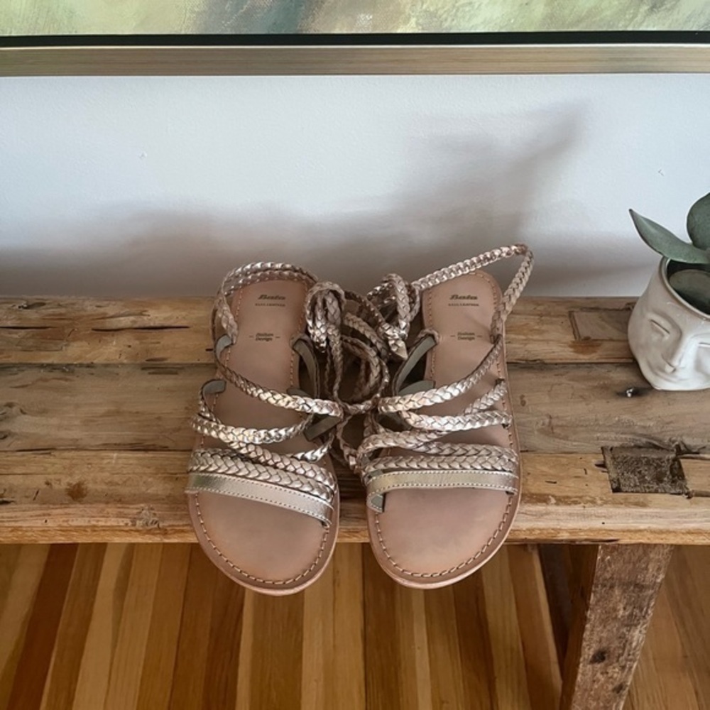 Italian leather gladiator sandals- Like new!